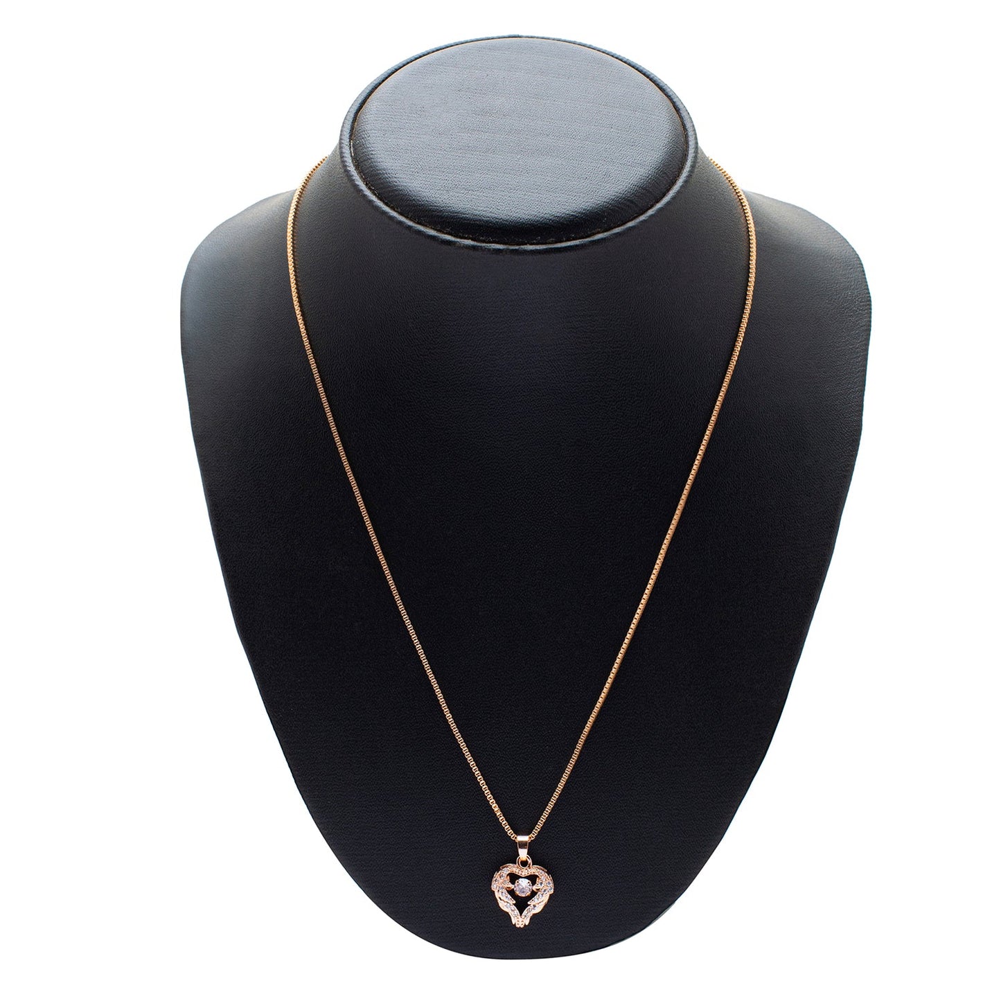 Shining Jewel RoseGold Plated Western CZ, Crystals & AD Heart Design Pendant Necklace for Women (SJN_133)