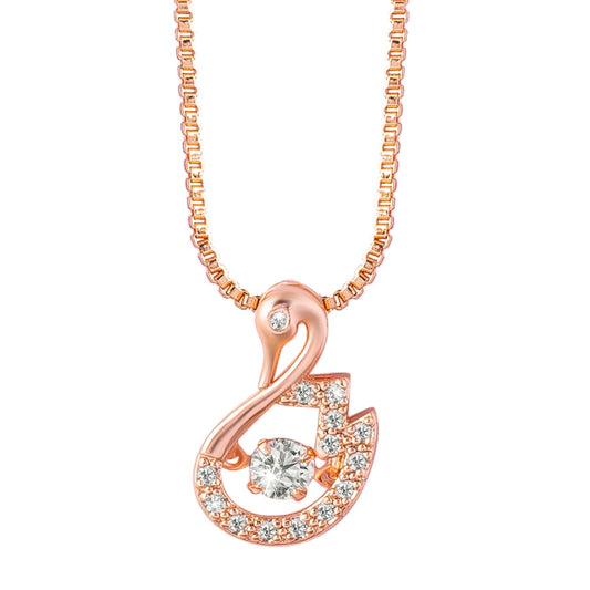 Shining Jewel RoseGold Plated Western CZ, Crystals & AD Swan Design Pendant Necklace for Women (SJN_136)