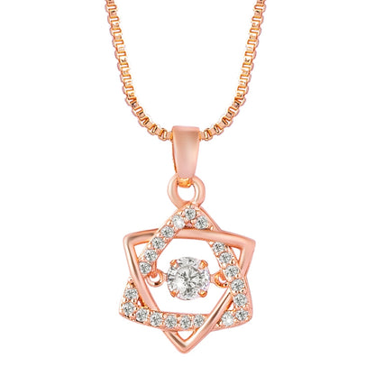 Shining Jewel RoseGold Plated Western CZ, Crystals & AD Star Design Pendant Necklace for Women (SJN_137)