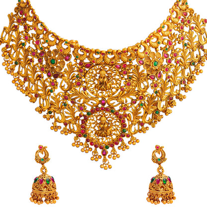 Shining Jewel Traditional Gold Plated Kundan Ethnic Bridal Choker Jewellery Set with Mathing Jhumka Earrings  for women ( SJN_138)