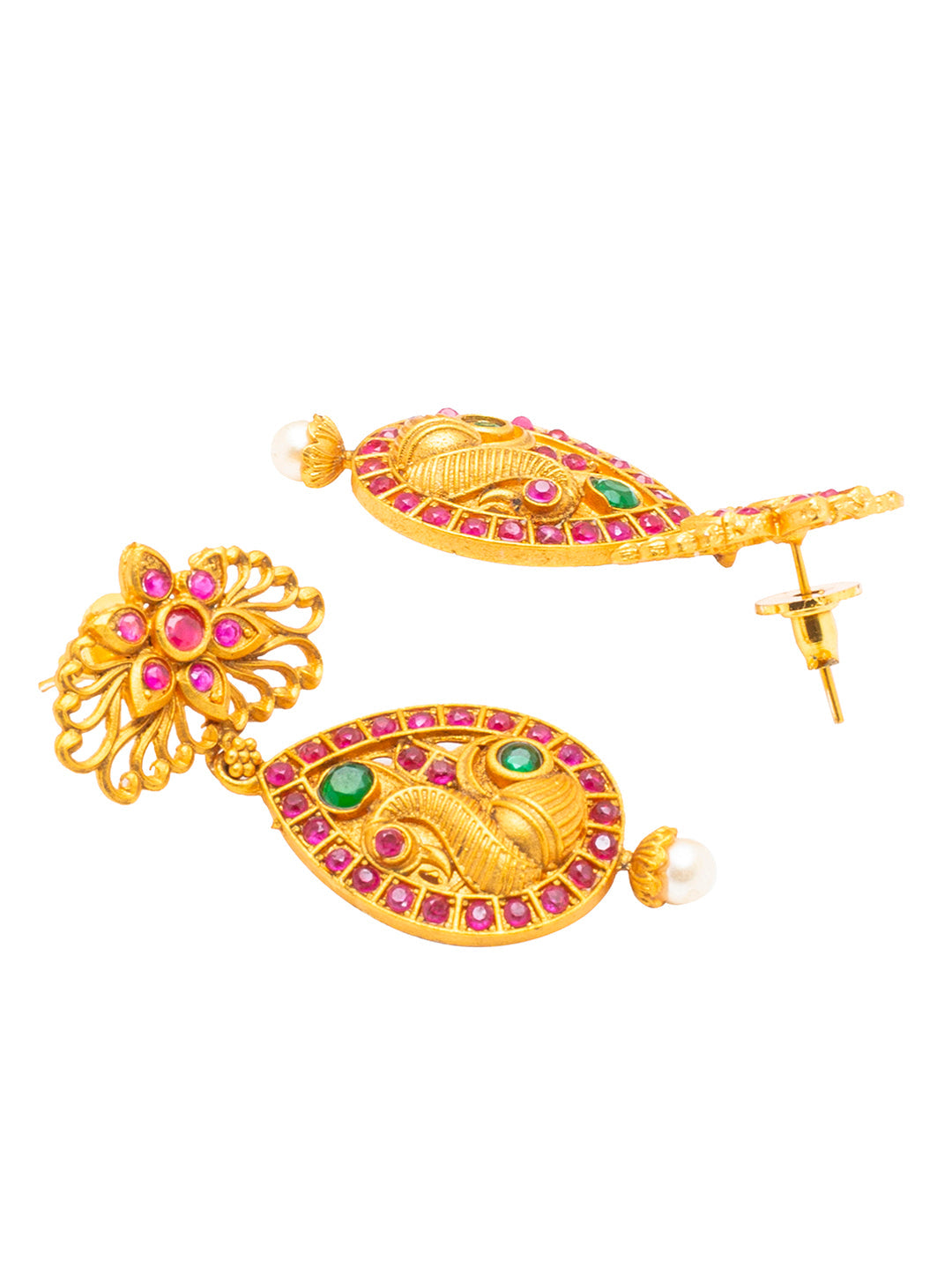 Shining Jewel Traditional Antique Gold Plated Temple Jewellery Long Bridal Jewellery Necklace Set for Women (SJN_141)