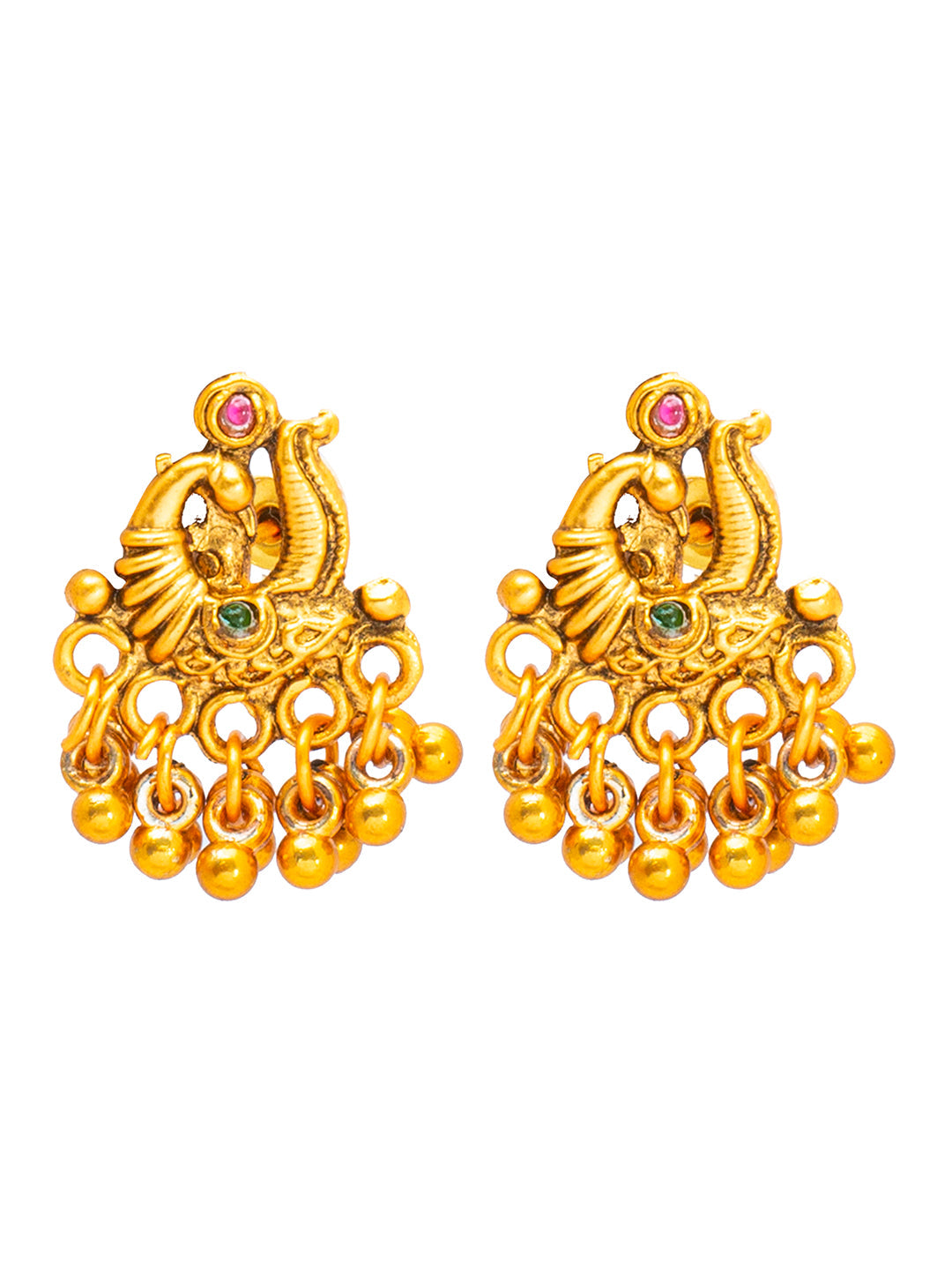 Shining Jewel Matte Antique Gold Plated Traditional Multicolor, CZ, Studded Jewellery Pipe Necklace Set With Matching Earrings For Women (SJN_144_(MT)