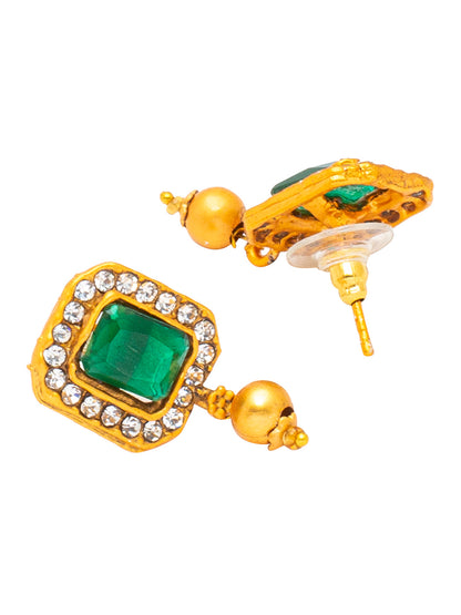 Shining Jewel Handcrafted Antique Gold Plated Traditional Kundan,CZ, Studded Choker Jewellery Necklace set With Matching Earring For Women (SJN_145_G)