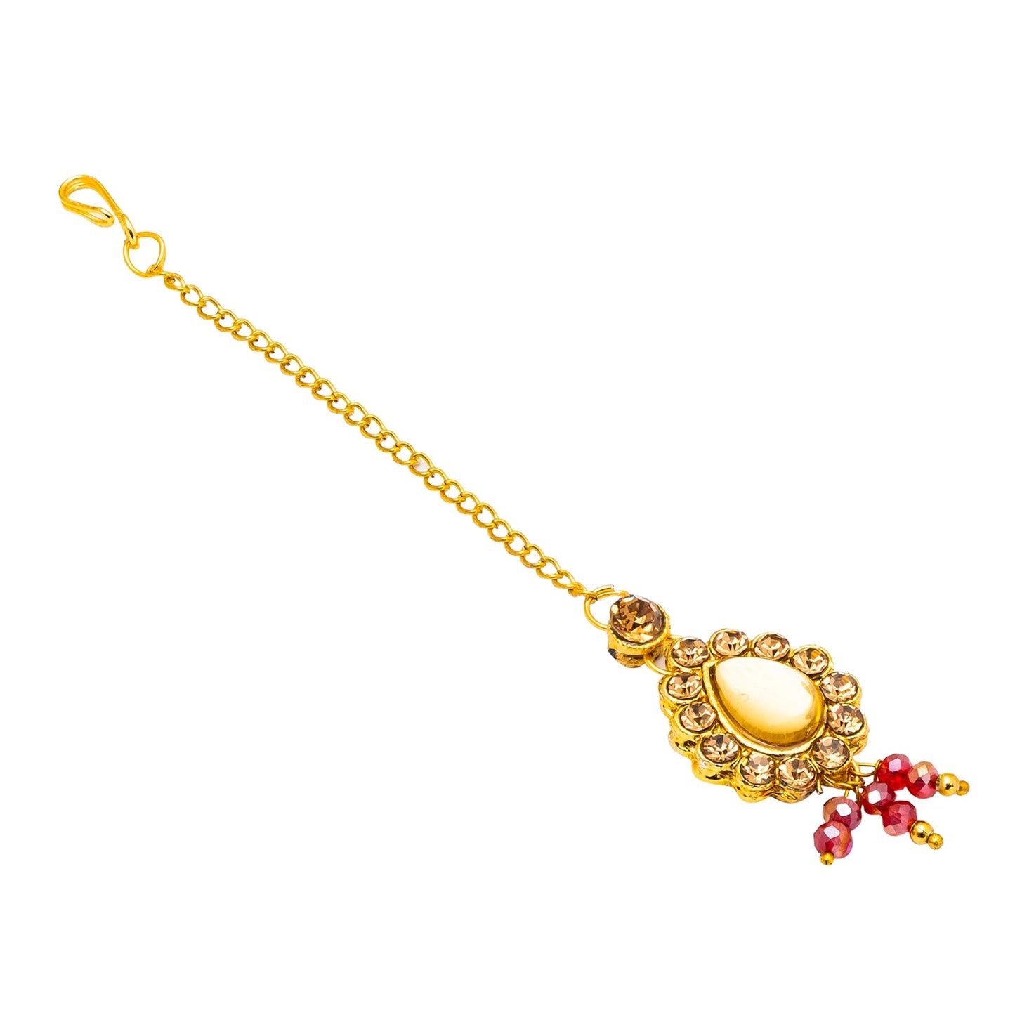 Shining Jewel Gold Plated Kundan Pearl Choker Bridal Necklace Combo Jewellery Set with Maang Tikka and Earrings for Women (SJN_158_M)