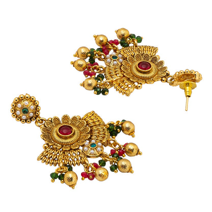 Shining Jewel Handcrafted Gold Plated Matte Traditional Kundan,CZ, AD,Studded Choker Jewellery Necklace set With Matching Earring For Women (SJN_166)