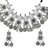 Shining Jewel Antique Silver Plated Oxidised CZ, Pearl Afghani Style Choker Necklace Set for Women (SJN_178)