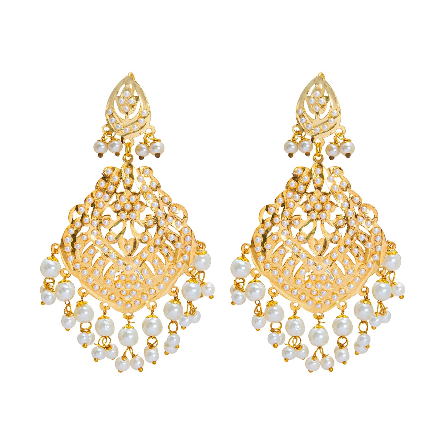 Gold Plated White Pearl Bridal Choker Necklace Combo Necklace Set with Maang Tikka and Earrings for Women (SJN_180_W)