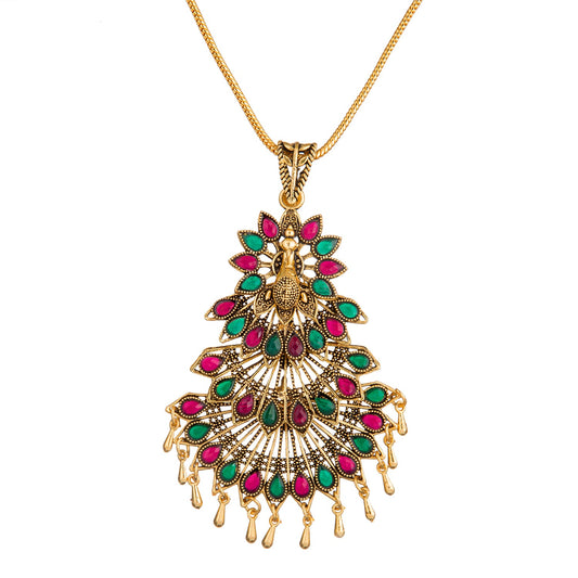 Antique Gold Plated Kundan, CZ,Adjustable Design Pendant Necklace for Women (SJN_188)