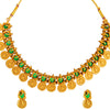 Handcrafted Gold Plated Kundan,CZ, Studded Temple Necklace Jewellery Set with Matching Stud Earrings for Women (SJN_192_G)