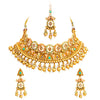 Handcrafted Antique Gold Plated Matte Traditional Kundan,CZ, Studded Choker Jewellery Necklace set With Matching Earring For Women (SJN_193_PG)