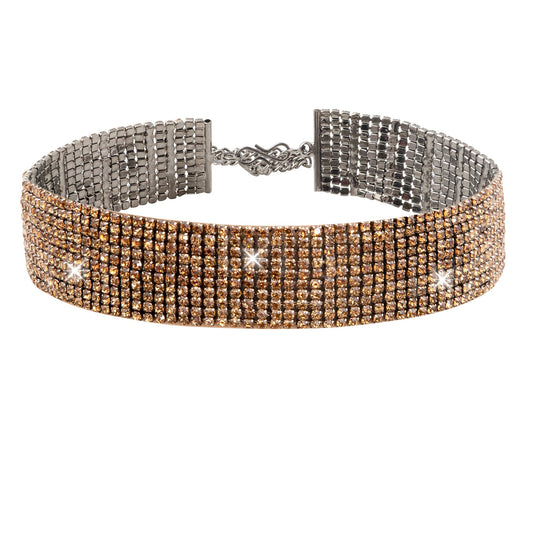 Crystal and AD Antique Silver Plated Western Style Cocktail LCT Choker Necklace for women (SJN_195_AS_LCT)