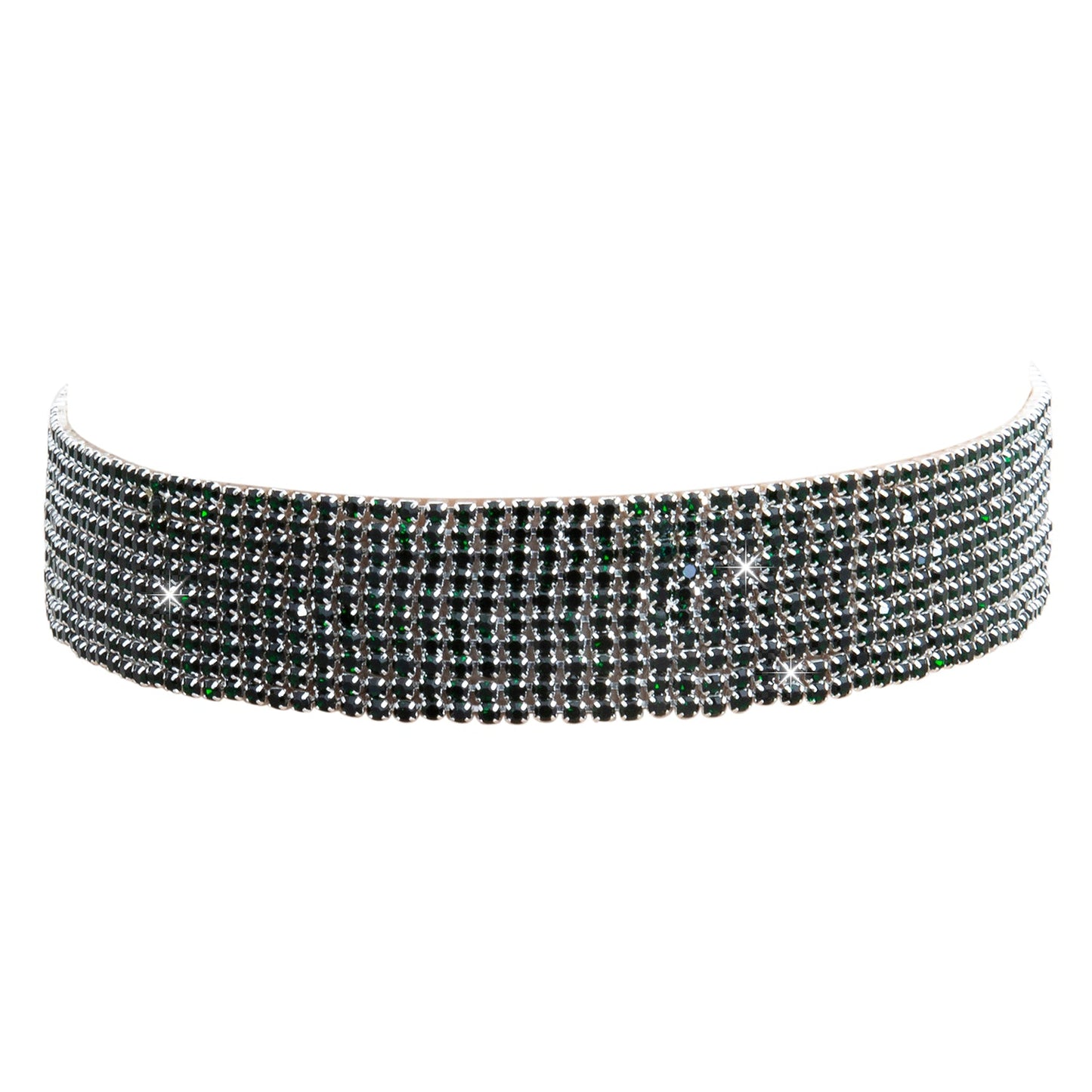 Crystal and AD Silver Plated Western Style Cocktail Green Choker Necklace for women (SJN_195_S_G)