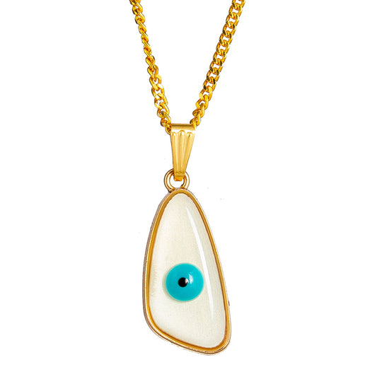 Gold Plated White Enamel Evil Eye Charm Pendant Necklace for Girls, Teens & Women (SJN_196)