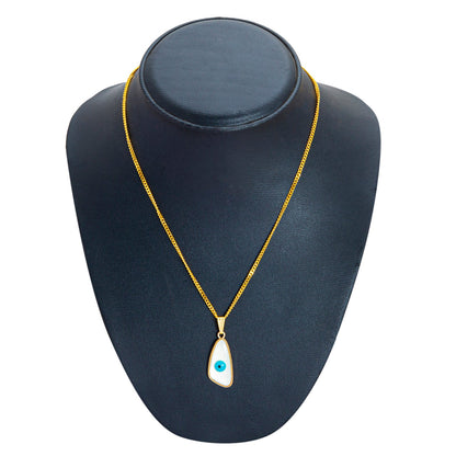 Gold Plated White Enamel Evil Eye Charm Pendant Necklace for Girls, Teens & Women (SJN_196)