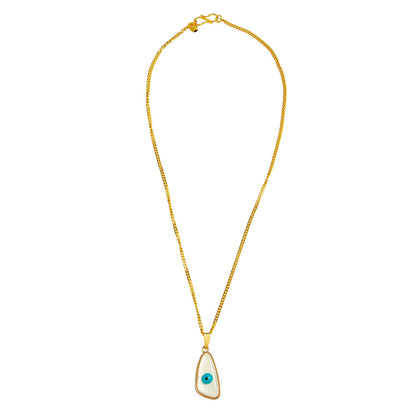 Gold Plated White Enamel Evil Eye Charm Pendant Necklace for Girls, Teens & Women (SJN_196)