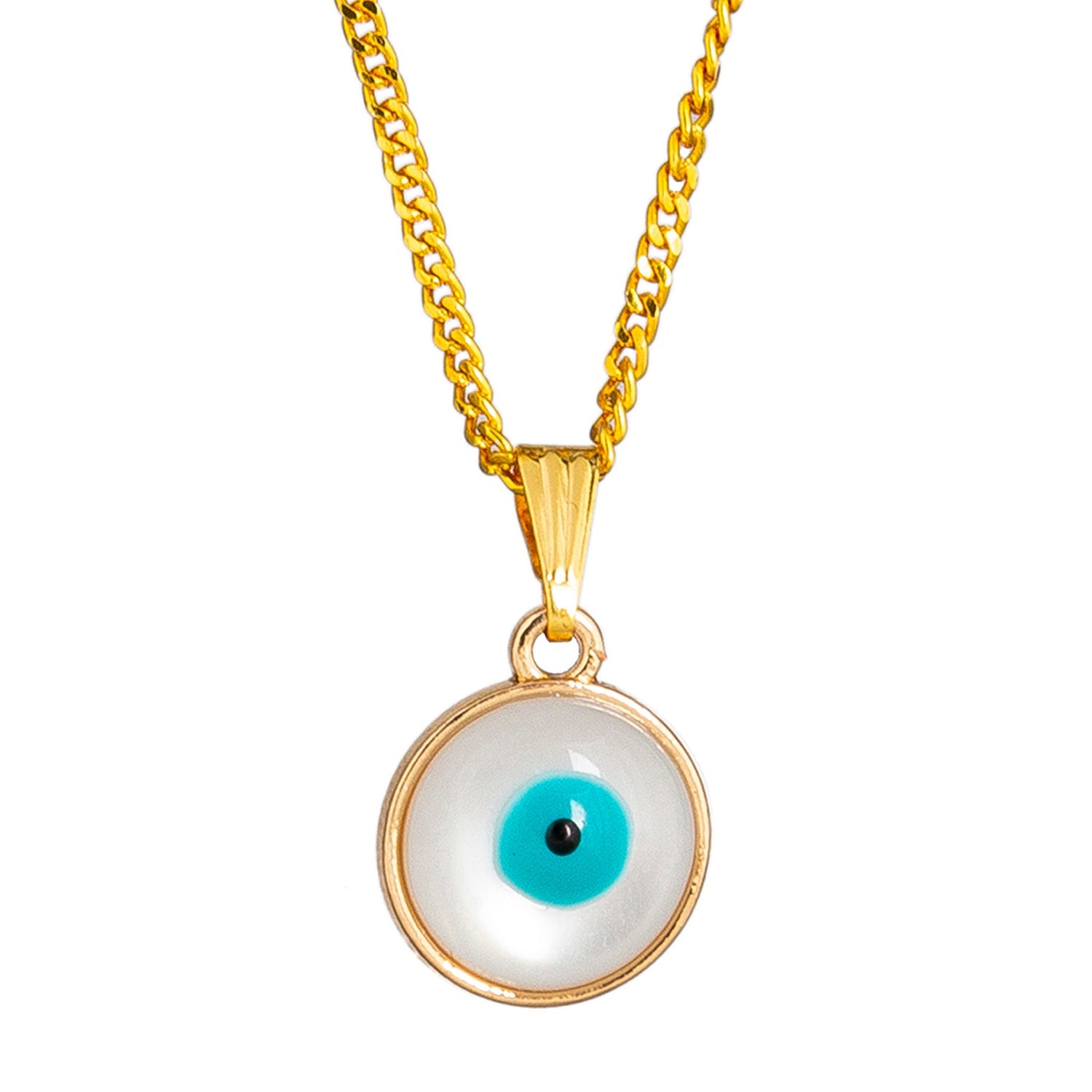 White Round Evil Eye Necklace – Lololepa