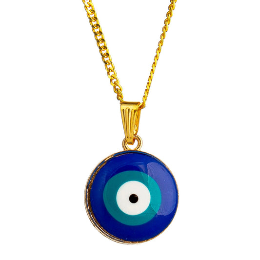 Gold Plated Blue Enamel Evil Eye Charm Pendant Necklace for Girls, Teens & Women (SJN_198)