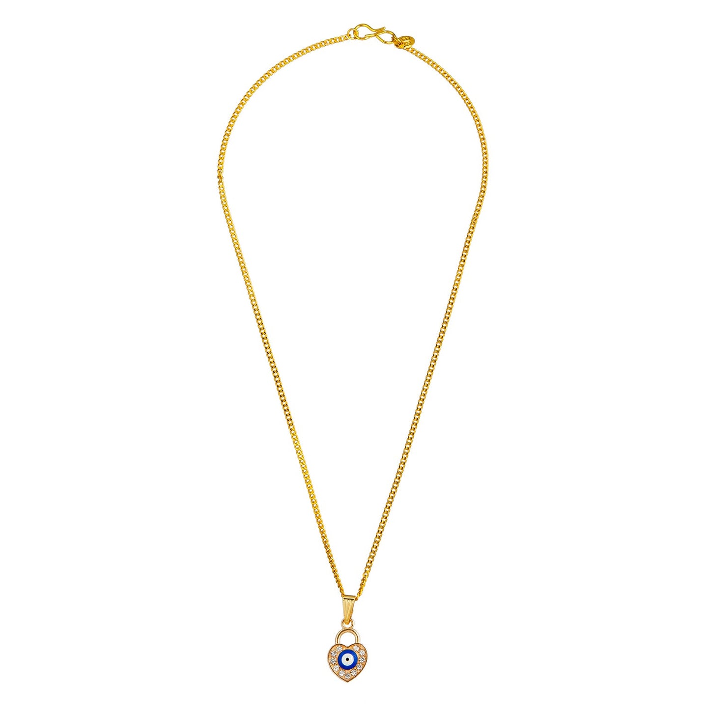 Gold Plated White Enamel Evil Eye Charm Pendant Necklace for Girls, Teens & Women (SJN_199)