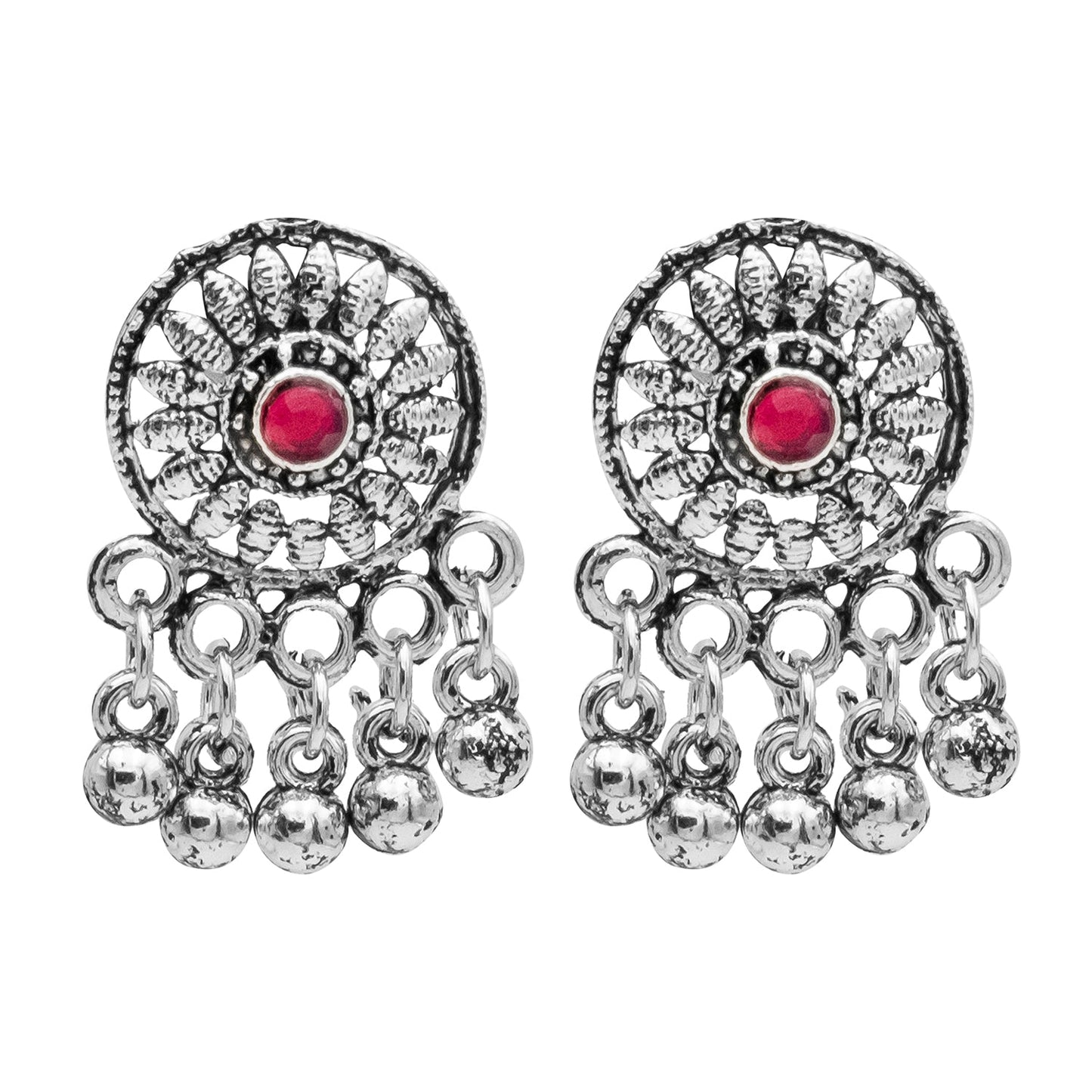 Silver Plated Oxidized Stylish Traditional Ethnic Choker Necklace Jewellery Set for Women (SJN_200_O)