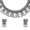 Antique Silver Plated Oxidised CZ Pearl Tribal Choker Necklace Set for Women (SJN_201)