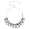 Antique Silver Plated Oxidised CZ Pearl Tribal Choker Necklace Set for Women (SJN_201)