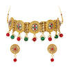 Gold Plated Oxidised CZ Pearl Choker Necklace Set for Women (SJN_202)