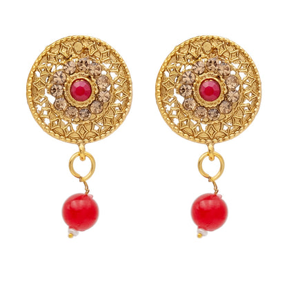 Gold Plated Oxidised CZ Pearl Choker Necklace Set for Women (SJN_202)