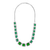Silver Plated Green Stones & Crystals Dazzling Sleek Neklace Drop Earring Set For Women (SJN_208_S_G)