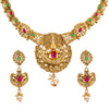 Gold Plated Traditional Indian Peacock Design Kundan,CZ, Studded Necklace with Matching Earrings Jewellery/Jewelry Set for Women (SJN_212)