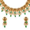 Gold Plated Traditional Indian Kundan, CZ, Studded Lakshmi Temple, Dori Necklace with Matching Earring Jewellery/Jewelry Set For Women (SJN_214_G)