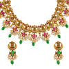 Gold Plated Traditional Indian Kundan, CZ, Studded Lakshmi Temple, Dori Necklace with Matching Earring Jewellery/Jewelry Set For Women (SJN_214_M)