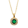 CZ and Crytal Studded Daily Wear Western Style Gold Plated Pendant Necklace For Women - Dark Green (SJN_217_R)