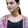 Gold Plated Traditional Indian Kundan, CZ, Studded Temple, Haram Jewellery Choker Necklace with Matching Earring Jewellery/Jewelry Set For Women (SJN_232)