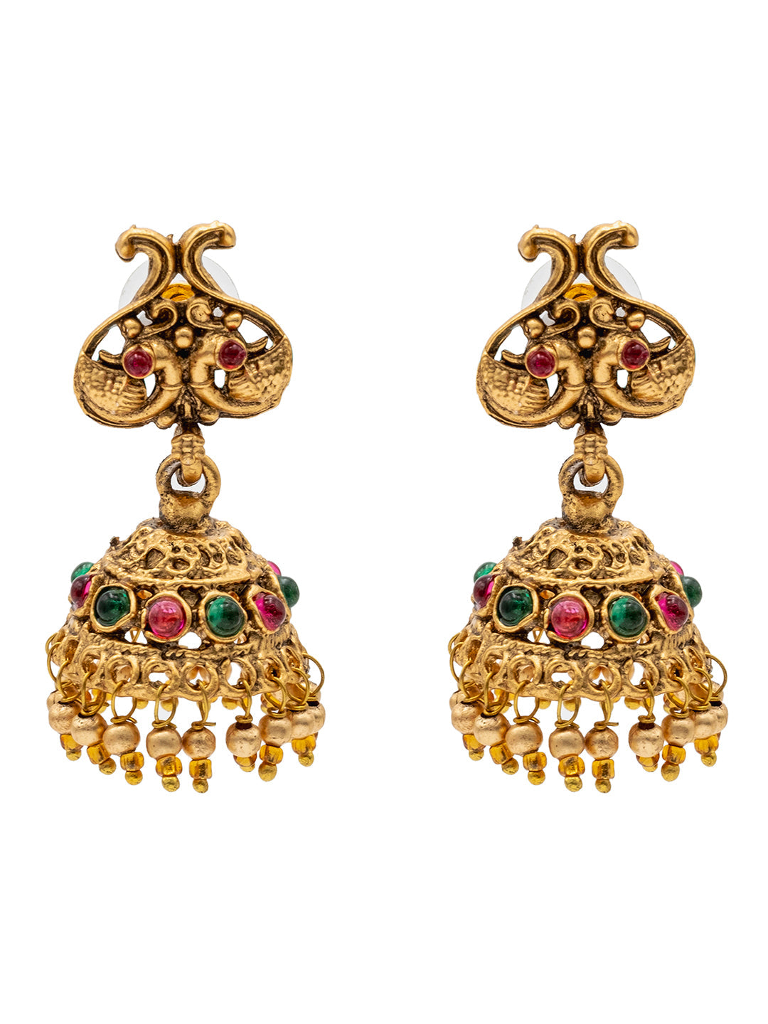 Gold Plated Traditional Indian Kundan, CZ, Studded Temple, Haram Jewellery Choker Necklace with Matching Earring Jewellery/Jewelry Set For Women (SJN_232)