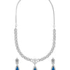 Silver Plated Blue Stones Neklace Set with Matching Earrings for Women (SJN_233_BL)