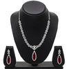 Silver Plated Pink Stone Neklace Set with Matching Earring for Women (SJN_233_P)