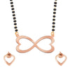 Rose Gold Plated Stainless Steel Valentine Infinity Love Pendant Locket Necklace Mangalsutra Set For Women With Matching Earrings (SJN_237_RG)