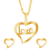 Gold Plated Stainless Steel Inside Heart Name Of Love Pendant Locket Necklace Set For Women With Matching Earrings (SJN_240_G)