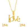 Gold Plated Stainless Steel Valentine Love Pendant Locket Necklace Set For Women With Matching Earrings (SJN_243_G)