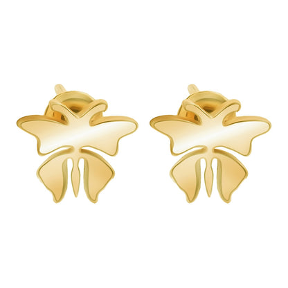 Gold Plated Stainless Steel Butterfly Pendant Locket Necklace Set For Women With Matching Earrings (SJN_244_G)