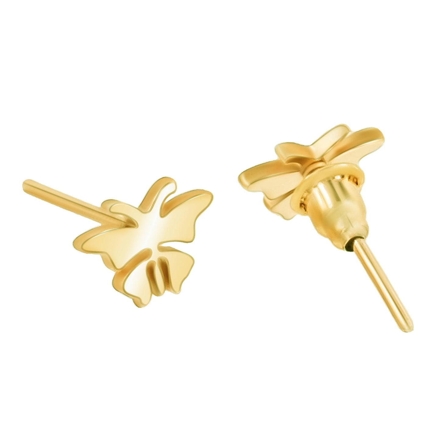 Gold Plated Stainless Steel Butterfly Pendant Locket Necklace Set For Women With Matching Earrings (SJN_244_G)