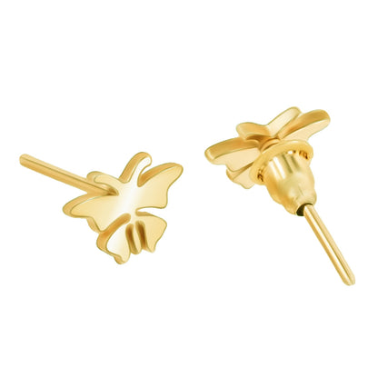 Gold Plated Stainless Steel Butterfly Pendant Locket Necklace Set For Women With Matching Earrings (SJN_244_G)