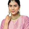 Shining Jewel Gold Plated Kundan Pearl Choker Bridal Necklace Combo Jewellery Set with Tikka and Earrings for Women (SJN_28_LG)