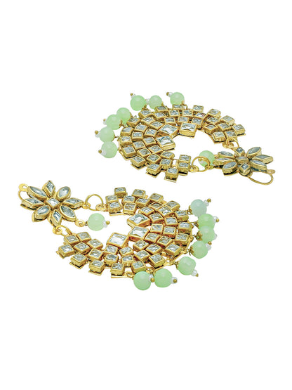 Shining Jewel Gold Plated Kundan Pearl Choker Bridal Necklace Combo Jewellery Set with Tikka and Earrings for Women (SJN_28_LG)