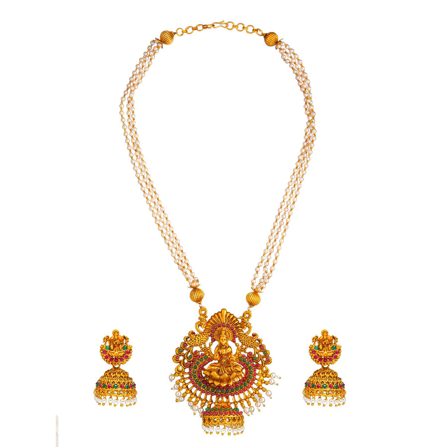 Antique jewellery necklace with deals lakshmi pendant