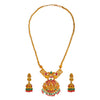 Shining Jewel Handcrafted Antique Gold Plated Godess Lakshmi Temple Jewellery Necklace With Matching Jhumka Earring For Women (SJN_34)