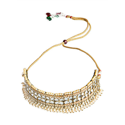 Shining Jewel Antique Gold Plated Traditional Kundan Studded Choker Necklace with Maang Tikka Set Ethnic Fashion Jewelry for Women (SJN_35 W)