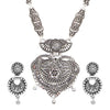 Shining Jewel Traditional Antique Silver Plated Temple Jewellery Traditional Long Bridal Jewellery Necklace Set for Women (SJN_38)