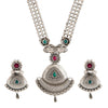 Shining Jewel Traditional Antique Silver Plated Temple Jewellery Traditional Long Bridal Jewellery Necklace Set for Women (SJN_40)