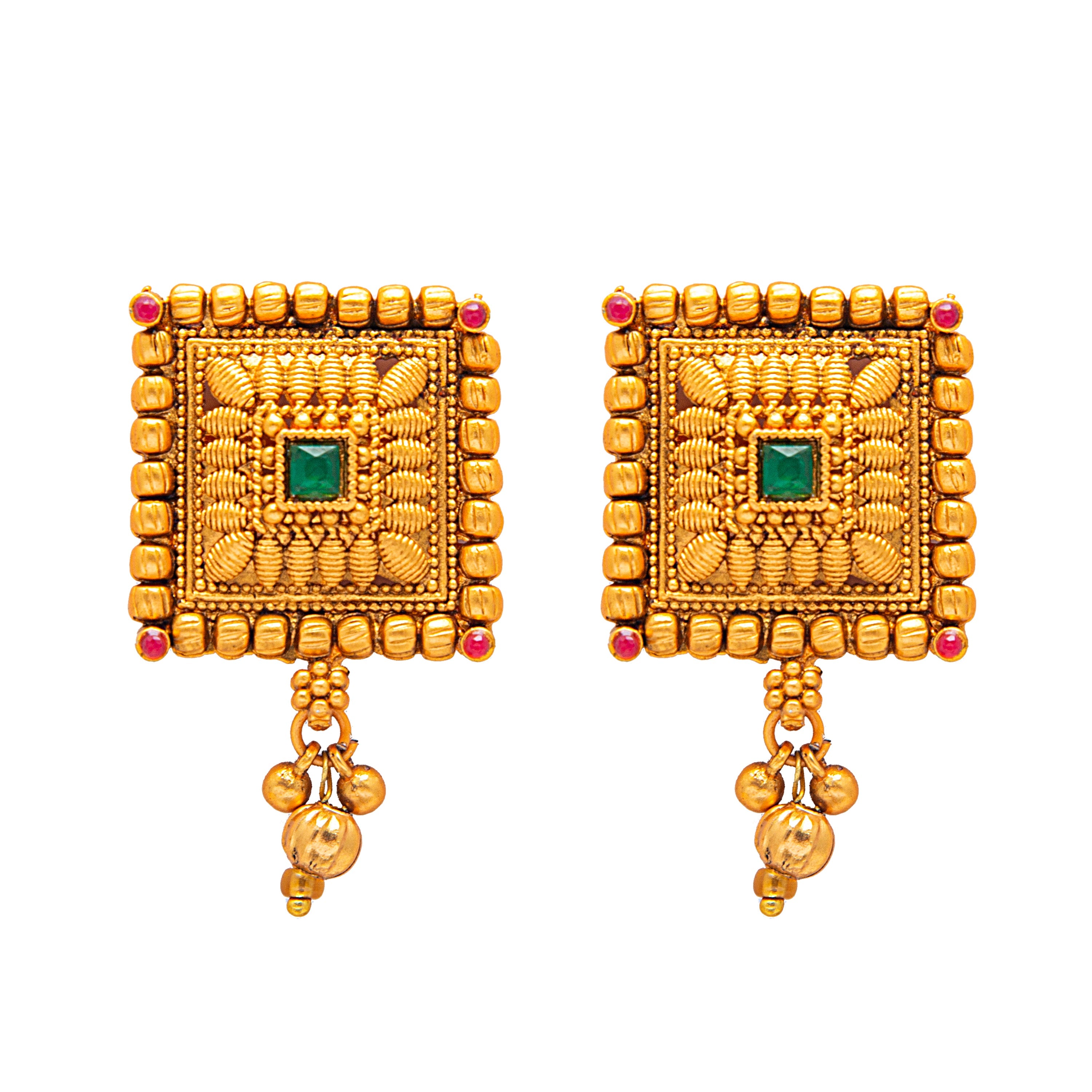 Golden Thushi Earrings – Mugdha Jewellery